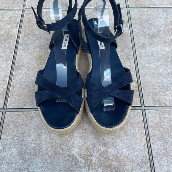 Miu Miu Suede Platform Espadrilles, Blue, Women's - Picture 4 of 13